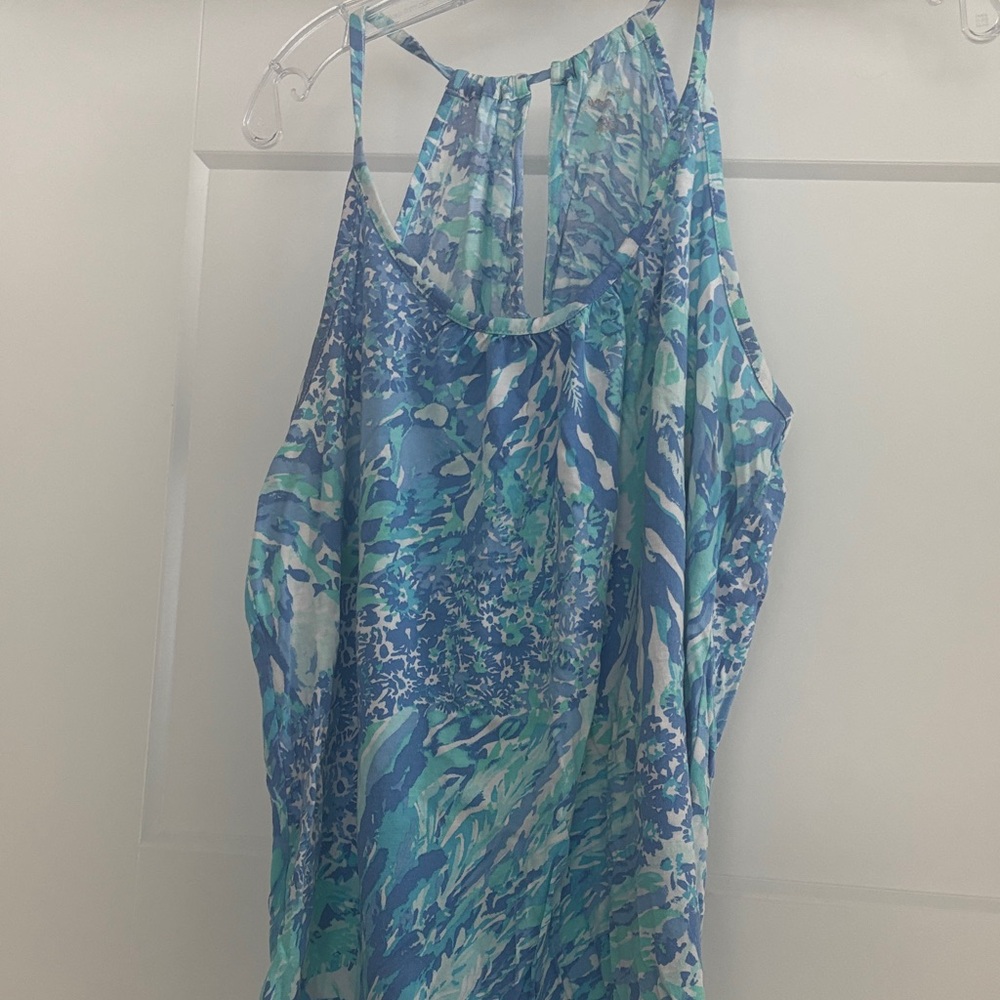 Lilly Pulitzer Aqua and White Patterned Top